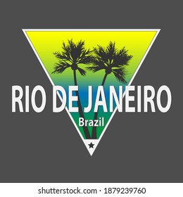 Vektorgrafik zum Thema Surfen und Surfen in Brasilien, Rio de Janeiro. brüchiger Hintergrund. Typografie, T-Shirt-Grafiken, Poster, Banner, Flyer, Postkarte