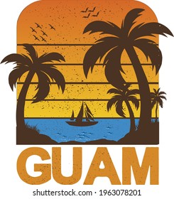 Ilustración vectorial sobre el tema del surf   Palmera y puesta de sol. Diseño de ilustración vectorial.