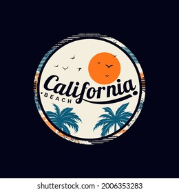 Vector illustration on the theme of  surf in California,  Beach. typography, t-shirt graphics, print, poster, banner, flyer, postcard,etc.
