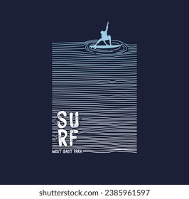 Vector illustration on the theme of surf West Coat Park. Vintage design. Typography, t-shirt graphics, poster, banner, flyer, print, postcard.