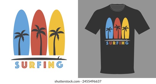 Vector illustration on the theme of surf. Typography, t-shirt graphics, print, poster, banner, flyer, postcard