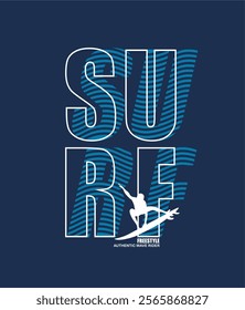 Vector illustration on the theme of surf and surfing in Hawaii. Vintage design. Typography, t-shirt graphics, poster, banner, flyer, print, postcard