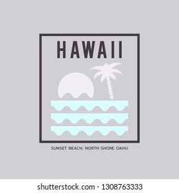 Vector illustration on the theme of surfing and surf in Hawaii. Sport typography, t-shirt graphics, print, poster, banner, flyer, postcard