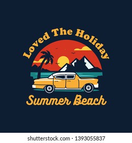 Vector illustration on the theme of surfing in California Beach City. vintage illustration, emblem, vector