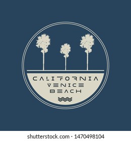 Vector illustration on the theme of surfing and surf in California, Venice beach. Sport typography, t-shirt graphics, print, poster, banner, flyer, postcard