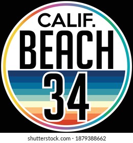 Vector illustration on the theme of surfing and surf in California, Santa Monica beach. Vintage design. Sport typography, t-shirt graphics, print, poster, banner, flyer, postcard