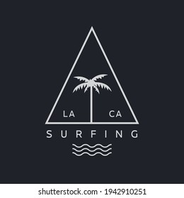 Vector illustration on the theme of surfing and surf in California.  Sport typography, t-shirt graphics, print, poster, banner, flyer, postcard