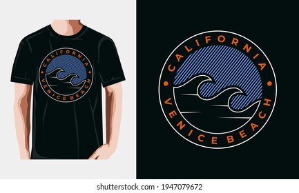 Vector illustration on the theme of surfing and surf in California. Sport typography, t-shirt graphics, print, poster,etc
