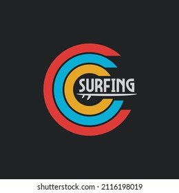 Vector illustration on the theme of surfing and surf. Stump typography, t-shirt graphics, print, poster, banner, flyer, postcard