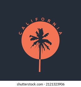 Vector illustration on the theme of surfing and surf in California. Sport typography, t-shirt graphics, print, poster, banner, flyer, postcard