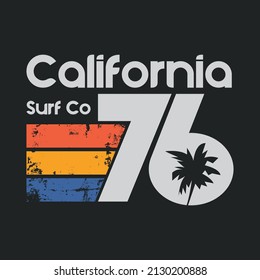 Vector illustration on the theme of surfing and surf in California. Number sport typography, t-shirt graphics, print, poster, banner, flyer, postcard