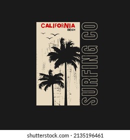 Vector illustration on the theme of surfing and surf in california.t-shirt graphics, print, poster, banner, flyer, postcard
