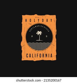 Vector illustration on the theme of surfing and surf in California. Sport typography, t-shirt graphics, print, poster,
