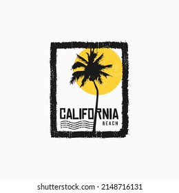 Vector illustration on the theme of surfing and surf in California, Santa Monica Beach. Sport typography, t-shirt graphics, print, poster, banner, flyer, postcard
