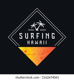 Vector illustration on the theme of surfing and surf in Hawaii. Sport typography, t-shirt graphics, print, poster, banner, flyer, postcard