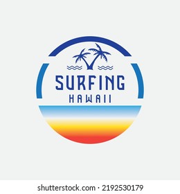 Vector illustration on the theme of surfing and surf in Hawaii. Sport typography, t-shirt graphics, print, poster, banner, flyer, postcard