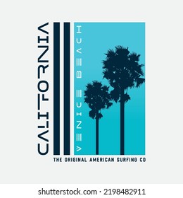 Vector illustration on the theme of surfing and surf in California. Sport typography, t-shirt graphics, print, poster, banner, flyer, postcard