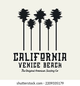 Vector illustration on the theme of surfing and surf in California. Sport typography, t-shirt graphics, print, poster, banner, flyer, postcard