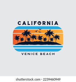 Vector illustration on the theme of surfing and surf in California. Sport typography, t-shirt graphics, print, poster, banner, flyer, postcard