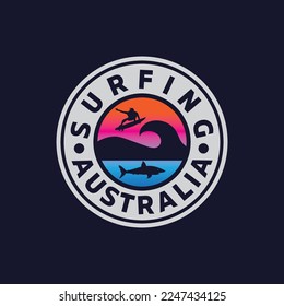 Vector illustration on the theme of surfing and surf in Australia. Typography, t-shirt graphics, print, poster, banner, flyer, postcard