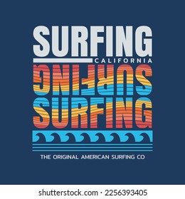 Vector illustration on the theme of surfing and surf in California. Sport typography, t-shirt graphics, print, poster, banner, flyer, postcard - Shutterstock ID 2256393405