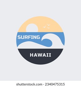 Vector illustration on the theme of surfing and surf in Hawaii. Stump typography, t-shirt graphics, print, poster, banner, flyer, postcard