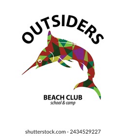 Vector illustration on the theme of surfing and surf. Sport typography, t-shirt graphics, print, poster, banner, flyer, postcard