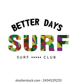 Vektor-Illustration zum Thema Surfen und Surfen. Sport Typografie, T-Shirt Grafik, Print, Poster, Banner, Flyer, Postkarte