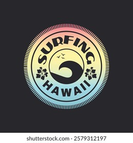 Vector illustration on the theme of surfing and surf in Hawaii.  Sport typography, t-shirt graphics, print, poster, banner, flyer, postcard