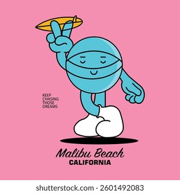 Vector illustration on the theme of surfing and surf. Sport typography, t-shirt graphics, print, poster, banner, flyer, postcard