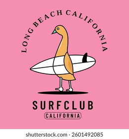 Vector illustration on the theme of surfing and surf. Sport typography, t-shirt graphics, print, poster, banner, flyer, postcard