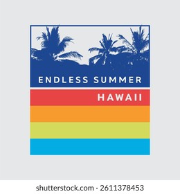 Vector illustration on the theme of surfing and surf in Hawaii.  Sport typography, t-shirt graphics, print, poster, banner, flyer, postcard