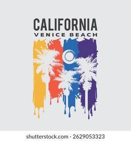 Vector illustration on the theme of surfing and surf in California. Sport typography, t-shirt graphics, print, poster, banner, flyer, postcard