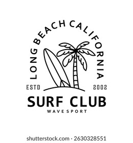 Vector illustration on the theme of surfing and surf, t-shirt graphics, print, poster, banner, flyer, postcard