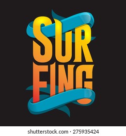Vector illustration on the theme of surfing in California.surfing is life, print, vintage illustration, emblem, vector, palm trees, surfer