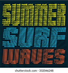 Vector illustration on the theme of surfing. Typography, t-shirt graphics, poster, banner, flyer, postcard