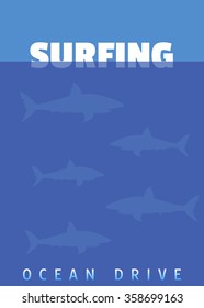 Vector illustration on the theme of surfing and surf. Typography, t-shirt graphics, poster, banner, flyer, postcard