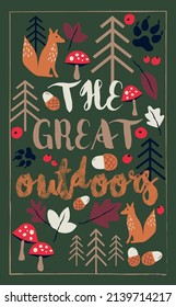Vector illustration on the theme "The great outdoor". Can be used for baby t-shirt print, fashion print design, kids wear, baby shower, celebration, greeting and invitation.