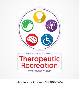 Vector illustration on the theme of Therapeutic Recreational (TR) month observed each year during February across united states.