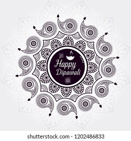 Vector illustration on the theme of the traditional celebration of happy deepawali. With Traditional Diya and text happy diwali.