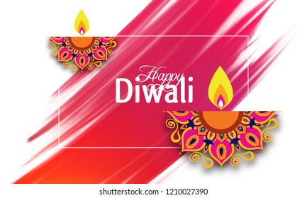 Vector illustration on the theme of the traditional celebration of happy diwali. Deepavali light and fire festival. Translation from Indian Sanskrit: Happy diwali