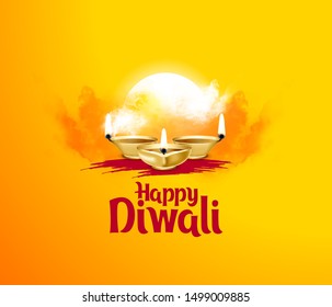 Vector illustration on the theme of the traditional celebration of happy diwali. Deepavali light and fire festival. 