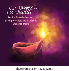 Vector illustration on the theme of the traditional celebration of happy diwali