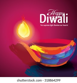 Vector illustration on the theme of the traditional celebration of happy diwali