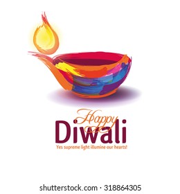 Vector illustration on the theme of the traditional celebration of happy diwali