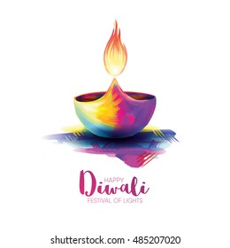 Stylish diwali diya isolated on white background Vector Image