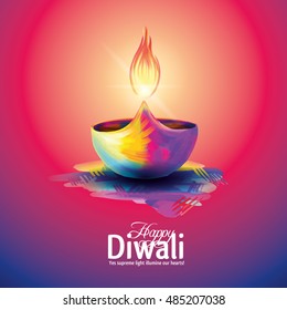 Vector illustration on the theme of the traditional celebration of happy diwali. Deepavali light and fire festival