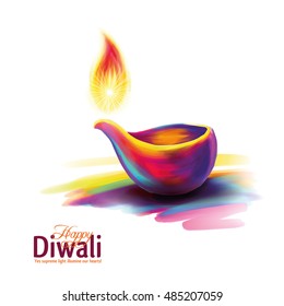 Vector illustration on the theme of the traditional celebration of happy diwali. Deepavali light and fire festival