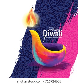 Vector illustration on the theme of the traditional celebration of happy diwali. Deepavali light and fire festival