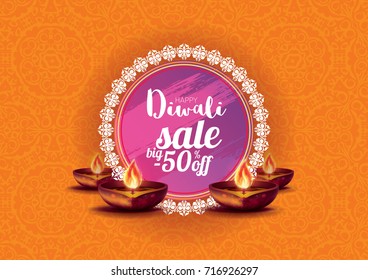 Vector illustration on the theme of the traditional celebration of happy diwali. Deepavali light and fire festival